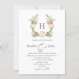 Invitation Mariage de monogramme Floral Australien