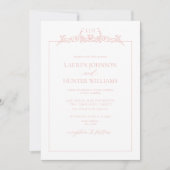 Invitation Mariage de monogramme floral rose pâle (Devant)