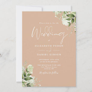 Invitation Mariage de monogramme floral Tan Greenery