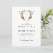Invitation Mariage de monogramme floral tropical (Debout devant)