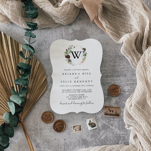 Invitation Mariage de monogramme géométrique de Bourgogne