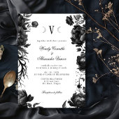 Invitation Mariage de monogramme gothique blanc classique