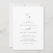 Invitation Mariage de monogramme gris argent chic Boho (Devant)