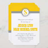 Invitation Mariage de Monogramme gris jaune Inviter ou toute  (Devant / Derrière)