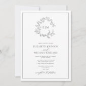 Invitation Mariage de monogramme gris moderne (Devant)