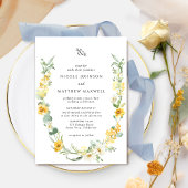 Invitation Mariage de monogramme jaune et blanc chic