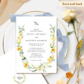 Invitation Mariage de monogramme jaune et blanc chic