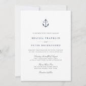 Invitation Mariage de monogramme marine et Ancre blanche (Devant)