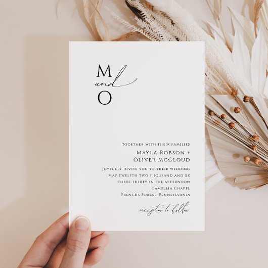 Invitation Mariage de monogramme minimaliste Whimsical