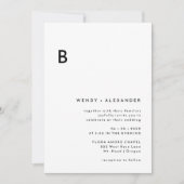 Invitation Mariage de monogramme moderne blanc (Devant)