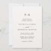 Invitation Mariage de monogramme moderne chic noir et blanc (Devant)