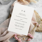 Invitation Mariage de monogramme moderne chic noir et blanc