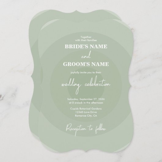 Invitation Mariage de monogramme moderne Sage Green (Devant / Derrière)
