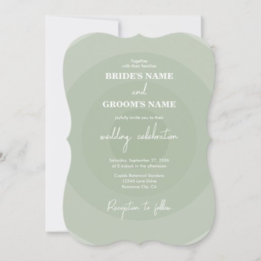 Invitation Mariage de monogramme moderne Sage Green (Devant)