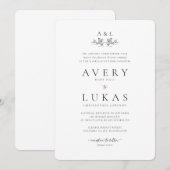 Invitation Mariage de monogramme noir (Devant / Derrière)