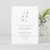 Invitation Mariage de monogramme noir blanc (Debout devant)