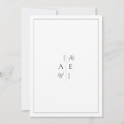 Invitation Mariage de Monogramme noir blanc classique (Dos)