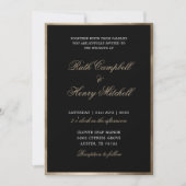 Invitation Mariage de monogramme noir blanc et or classique (Devant)
