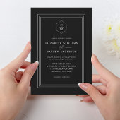Invitation Mariage de monogramme noir blanc foncé