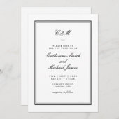 Invitation Mariage de monogramme noir et blanc Absolute Class (Devant / Derrière)