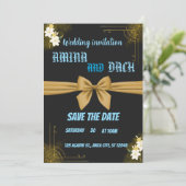 Invitation Mariage de monogramme noir et blanc Boho Minimal (Debout devant)