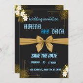 Invitation Mariage de monogramme noir et blanc Boho Minimal (Devant / Derrière)