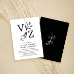 Invitation Mariage de monogramme noir et blanc Boho Minimal<br><div class="desc">Cette faire-part de mariage élégante et minimaliste est parfaite pour les saisons d'été et de printemps. Il est doté d'une ligne de feuille moderne avec une simple typographie monographique. Les couleurs sont le noir et blanc. C'est contemporain, bohème, rustique et simple, le design parfait pour impressionner vos invités. ***REMARQUE DE...</div>