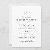 Invitation Mariage de monogramme noir et blanc classique (Devant)