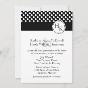 Invitation Mariage de monogramme noir et blanc élégant