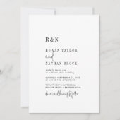 Invitation Mariage de Monogramme noir et blanc moderne (Devant)