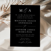 Invitation Mariage de Monogramme noir et blanc moderne