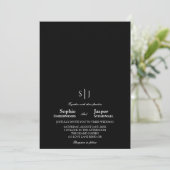 Invitation Mariage de monogramme noir minimaliste classique m (Debout devant)