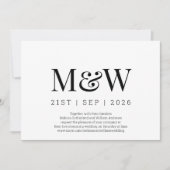 Invitation Mariage de monogramme noir virtuel moderne (Devant)