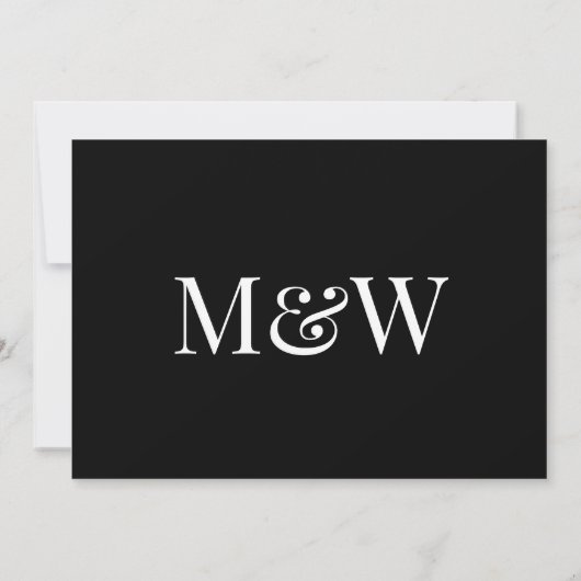 Invitation Mariage de monogramme noir virtuel moderne (Dos)