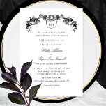 Invitation Mariage de monogramme officiel blanc et noir<br><div class="desc">Vous apprécierez cet élégant faire-part de mariage en monogramme blanc et noir avec de belles guirlandes botaniques florales dessinées à la main et en noir. Libellé officiel d'invitation avec le nom des parents. Même conception sans nom de parents également disponible. Possibilité de modifier et de customiser toutes les sections de...</div>