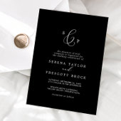 Invitation Mariage de monogramme officiel noir foncé