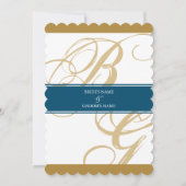 Invitation Mariage de monogramme or Blue Elegant (Dos)