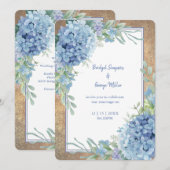 Invitation Mariage de monogramme romantique Blue Hydrangea (Devant / Derrière)