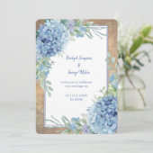 Invitation Mariage de monogramme romantique Blue Hydrangea (Debout devant)