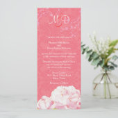Invitation Mariage de monogramme rose de corail de pivoine (Debout devant)