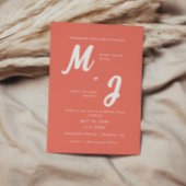 Invitation Mariage de monogramme rose de corail gras moderne