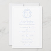 Invitation Mariage de monogramme Sky Blue Crest (Devant)