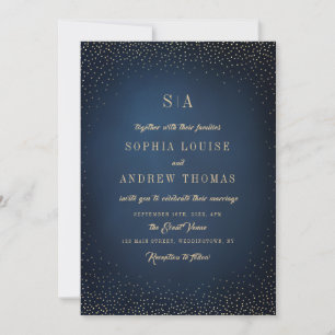 Invitation Mariage de monogramme sophistiqué Parties scintill