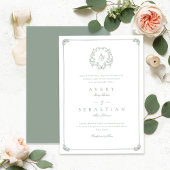 Invitation Mariage de monogramme vert de l'âge formel