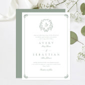 Invitation Mariage de monogramme vert de l'âge formel