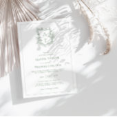 Invitation Mariage de monogramme vert de l'aire de crête offi