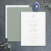 Invitation Mariage de monogramme vert de série classique