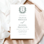 Invitation Mariage de monogramme vert émeraude