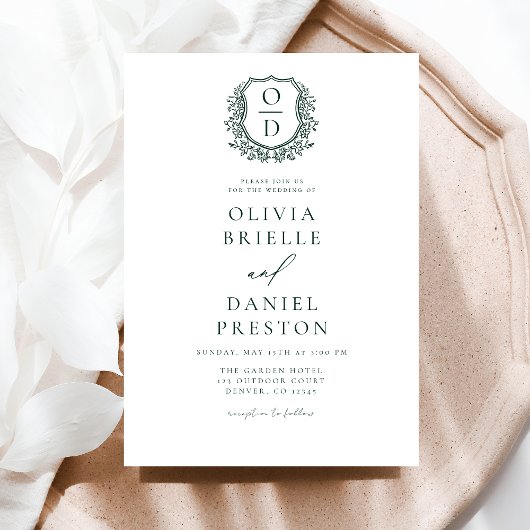 Invitation Mariage de monogramme vert émeraude