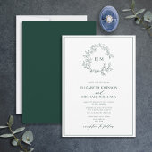 Invitation Mariage de monogramme vert émeraude moderne